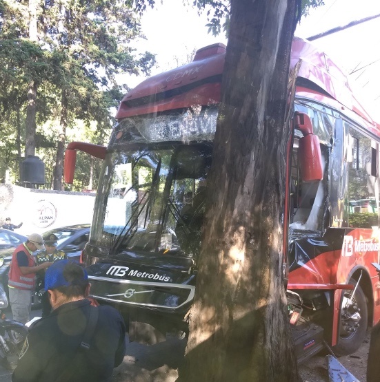 Metrobús se estrella contra árbol en Avenida Insurgentes