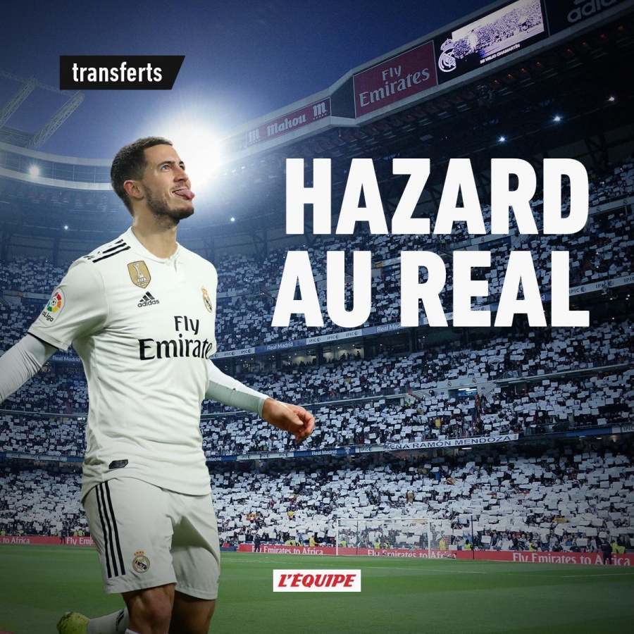 L’Équipe, ya ve a Hazard como jugador del Real Madrid