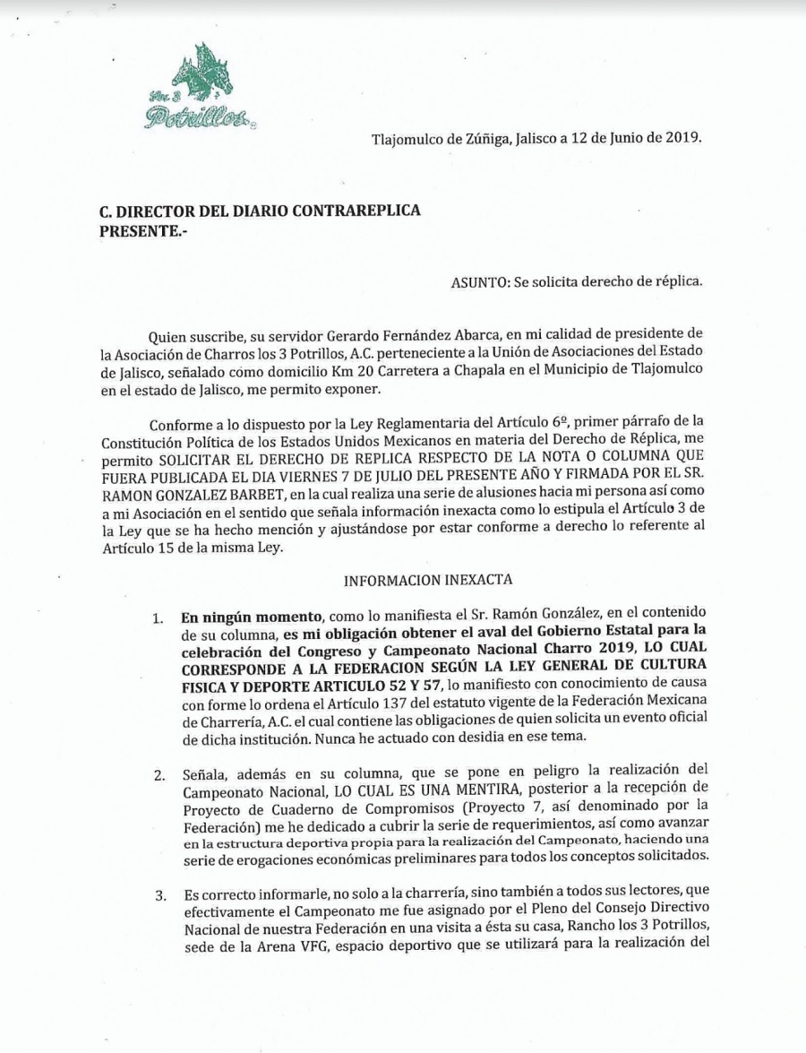 Derecho De Réplica - ContraRéplica - Noticias