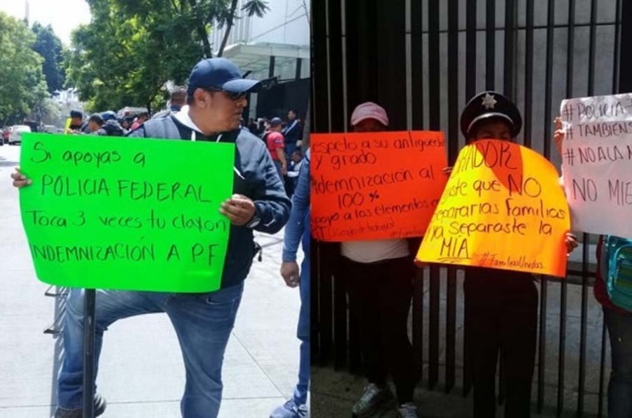 Elementos de la PF protestan afuera del Senado y buscan reunión con legisladores