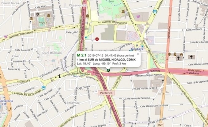 Reportan sismo de magnitud 2.1 en la alcaldía Miguel Hidalgo