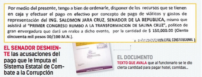 Investigan 150 mil pesos en viáticos para Salomón Jara