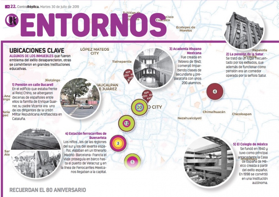 Mapa digital revela las guaridas del exilio español en México