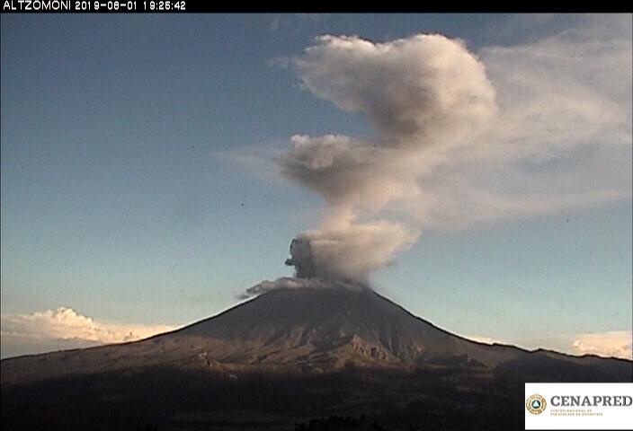 Popocatépetl emite 184 exhalaciones; semáforo se encuentra en amarillo fase 2