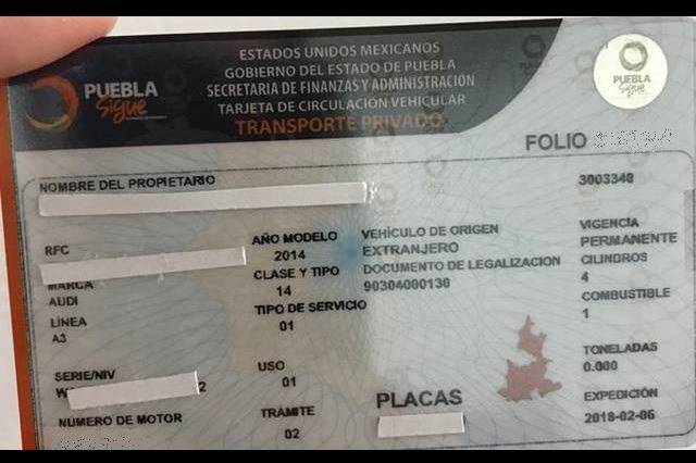 Poblanos pagarán multa 8 mil pesos por no cambiar tarjeta de circulación
