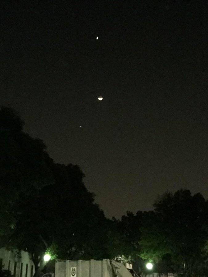 La conjunción de Venus, Júpiter y la Luna se vio así desde la CDMX