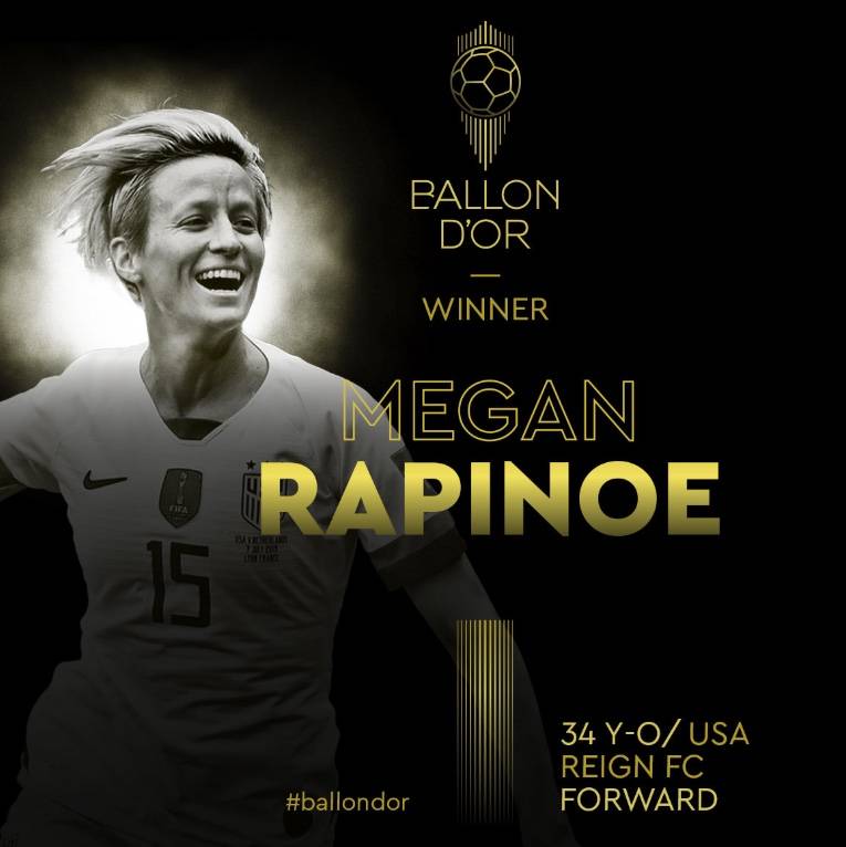 Megan Rapinoe se lleva el Balón de Oro Femenino