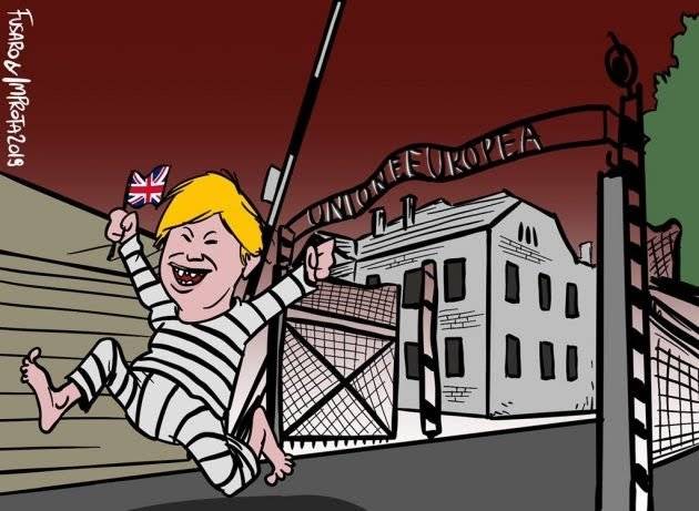 Caricaturista italiano muestra a UE como Auschwitz y enciende polémica