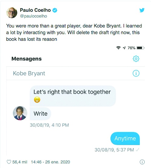 Paulo Coelho eliminará borrador de libro infantil de Kobe Bryant