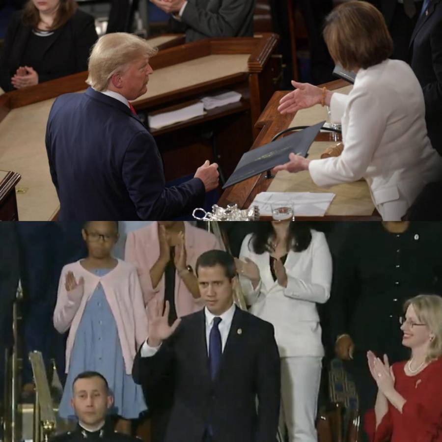 Donald Trum, reconoce a Guaido y deja con la mano estirada a Pelosi