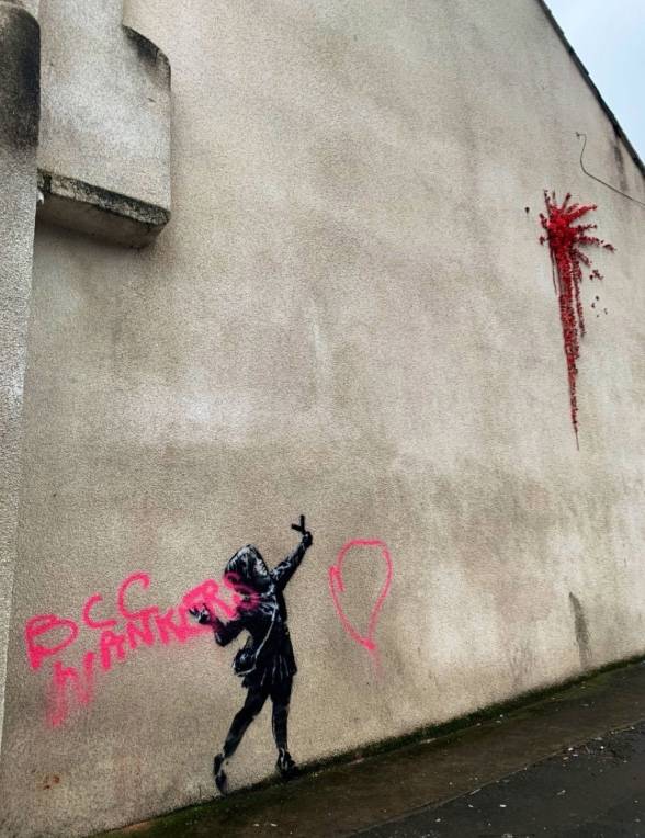 Vandalizan en Reino Unido pintura de Bansky sobre San Valentín