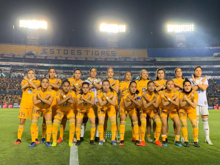 Tigres Femenil protesta contra violencia hacia la mujer