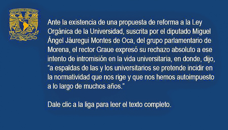 Sí retirarán la iniciativa sobre UNAM, pero piden analizarla 