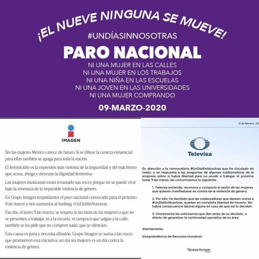 Medios de comunicación nacionales se une a #UnDíaSinNosotras