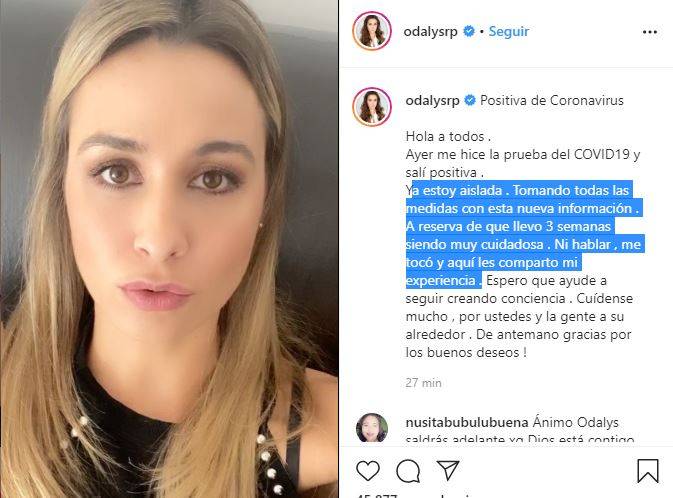 Odalys Ramírez tiene coronavirus; su esposo “Pato” Borghetti estaría contagiado