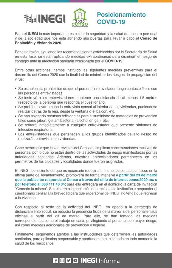 Inegi concluirá censo con ayuda de internet y la iniciativa “Cénsate tu mismo