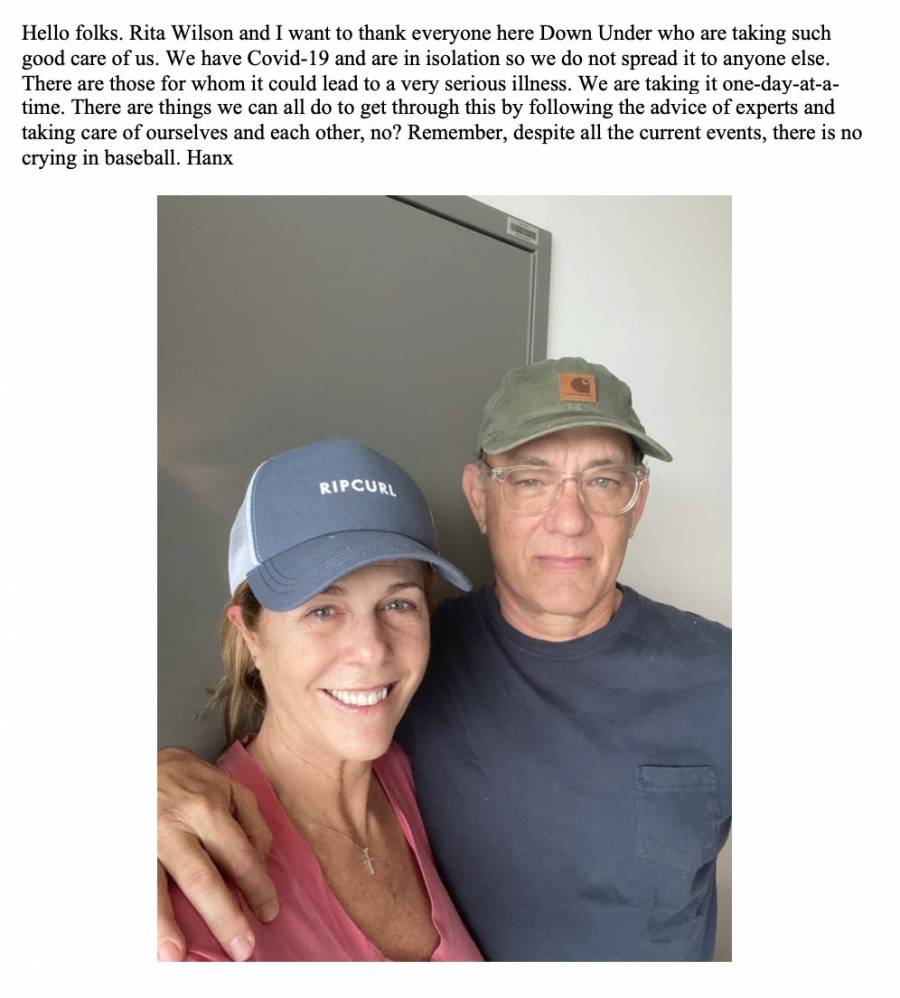 Tom Hanks y Rita Wilson regresan a EU tras superar el coronavirus