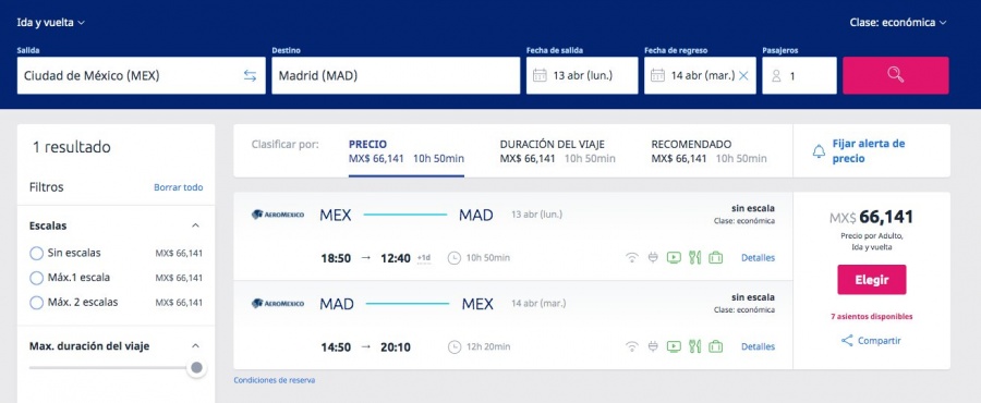 M&eacute;xico-Madrid, &uacute;ltima oportunidad en abril, ofrece Aerom&eacute;xico