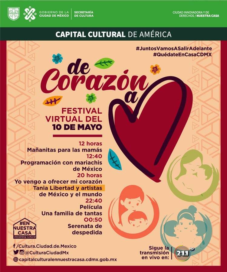 De corazón a corazón, festival virtual de la CDMX para celebrar el Día de las Madres