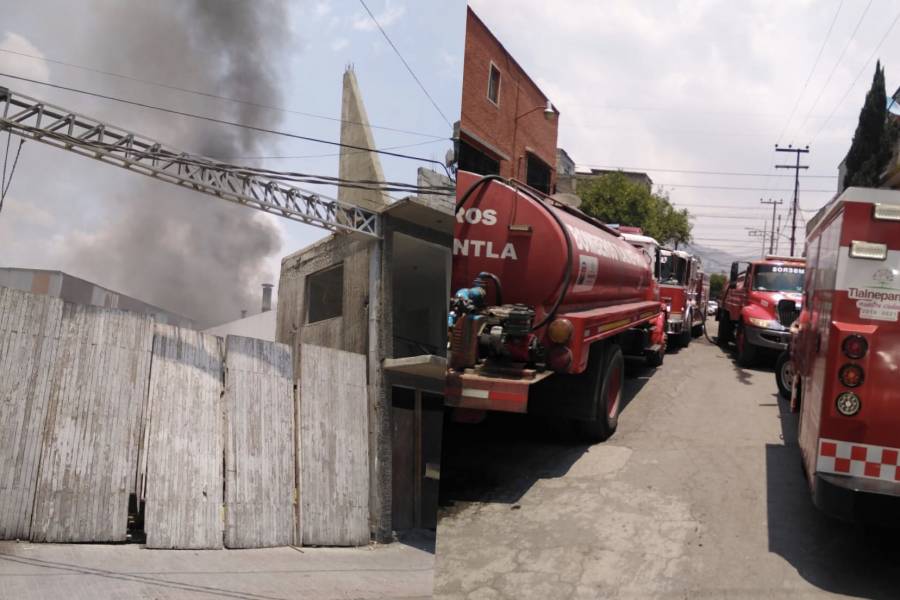Se registra incendio en f&aacute;brica de hules de Tlalnepantla