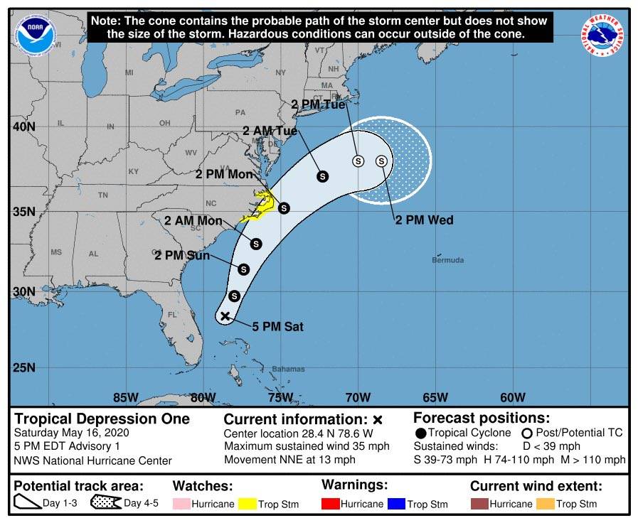 Depresi&oacute;n Tropical n&uacute;mero uno en el Oc&eacute;ano Atl&aacute;ntico Norte
