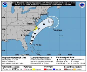 Depresi&oacute;n Tropical n&uacute;mero uno en el Oc&eacute;ano Atl&aacute;ntico Norte
