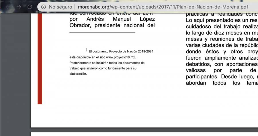 Enlace de Proyecto 18 de Morena redirecciona a un sitio porno