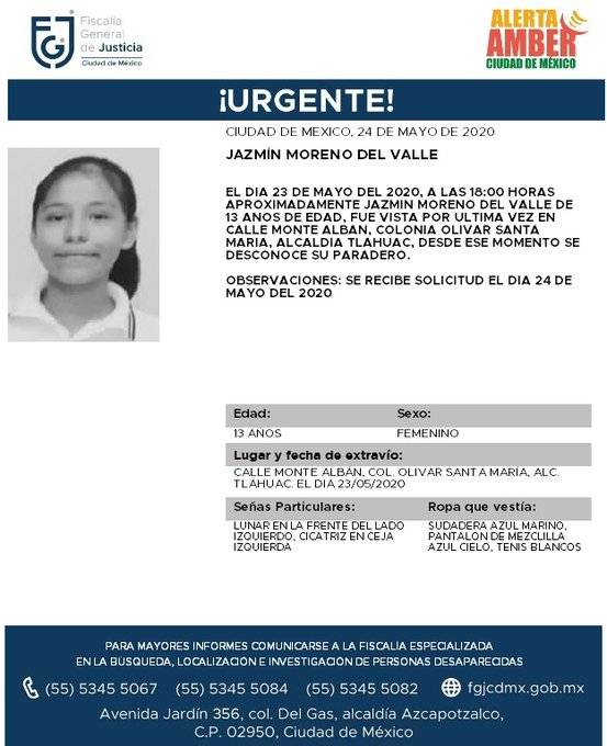 Se activa Alerta Amber para localizar a una menor de 13 años