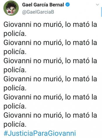 “Lo mató la policía”: Gael García pide justicia para Giovanni López