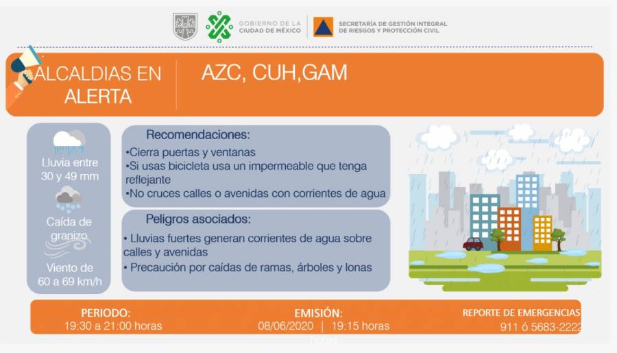 Activan alerta naranja en tres alcaldías