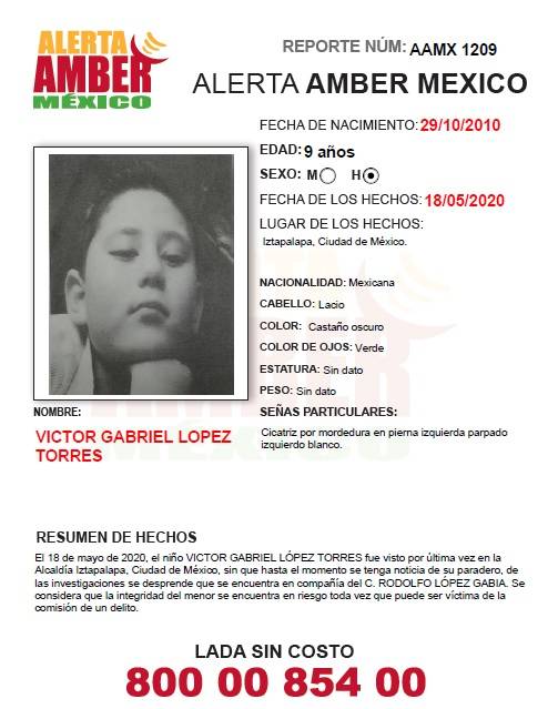 Buscan a Víctor Gabriel López Torres, de 9 años, desaparecido en CDMX