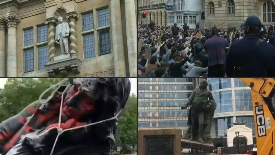 Caen estatuas de esclavistas