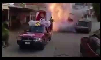 2 heridos por explosi&oacute;n de pirotecnia en peregrinaci&oacute;n
