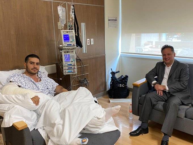 Visita Santiago Nieto a Omar García Harfuch tras hospitalización por atentado