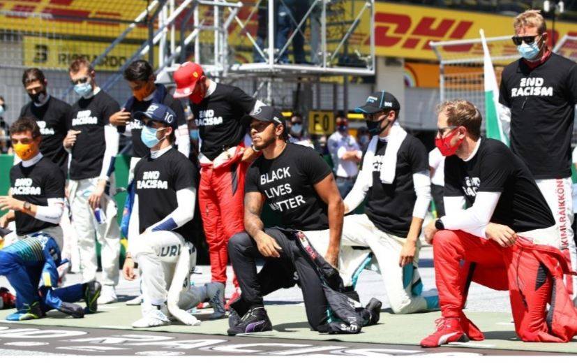 Hamilton y otros pilotos se arrodillan en contra del racismo en Austria