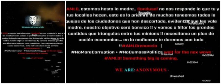 Anónymous hackea a Condusef y amenaza a AMLO