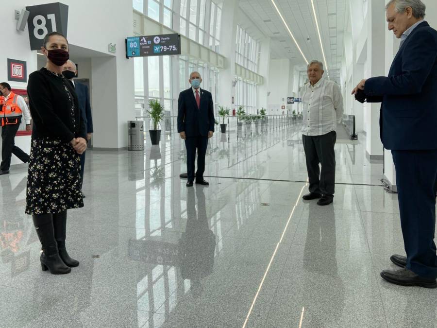 AMLO INAUGURA EXTENSIÓN DE TERMINAL 2 DEL AICDMX ACOMPAÑADO DE SHEINBAUM, ARGANIS Y JIMÉNEZ ESPRIÚ