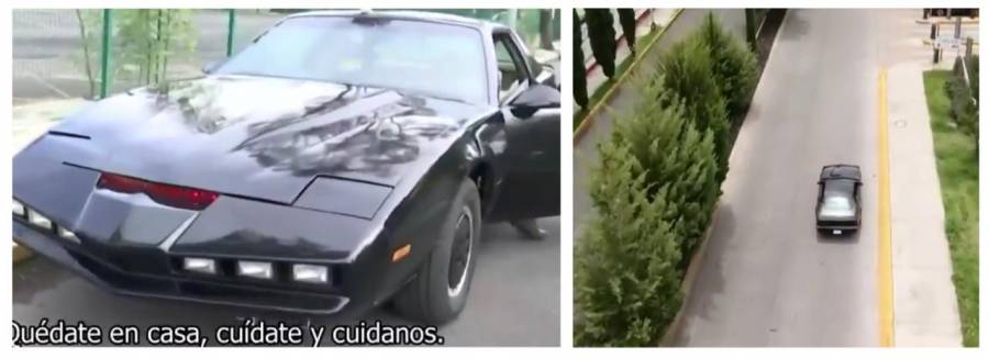 Por Covid-19 Kitt 'el auto increíble' concientiza a la gente en Xochimilco