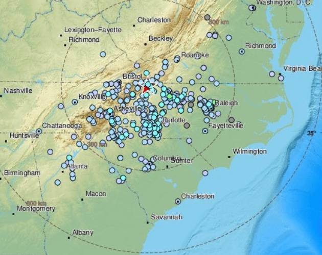 Fuerte sismo sacude a Carolina del Norte