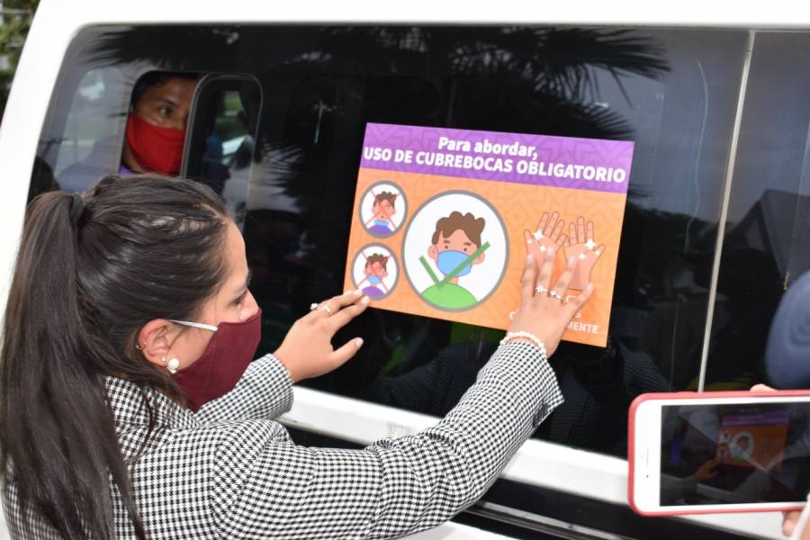 PROMUEVEN USO DE CUBREBOCAS EN TRANSPORTE PÚBLICO EN M CONTRERAS