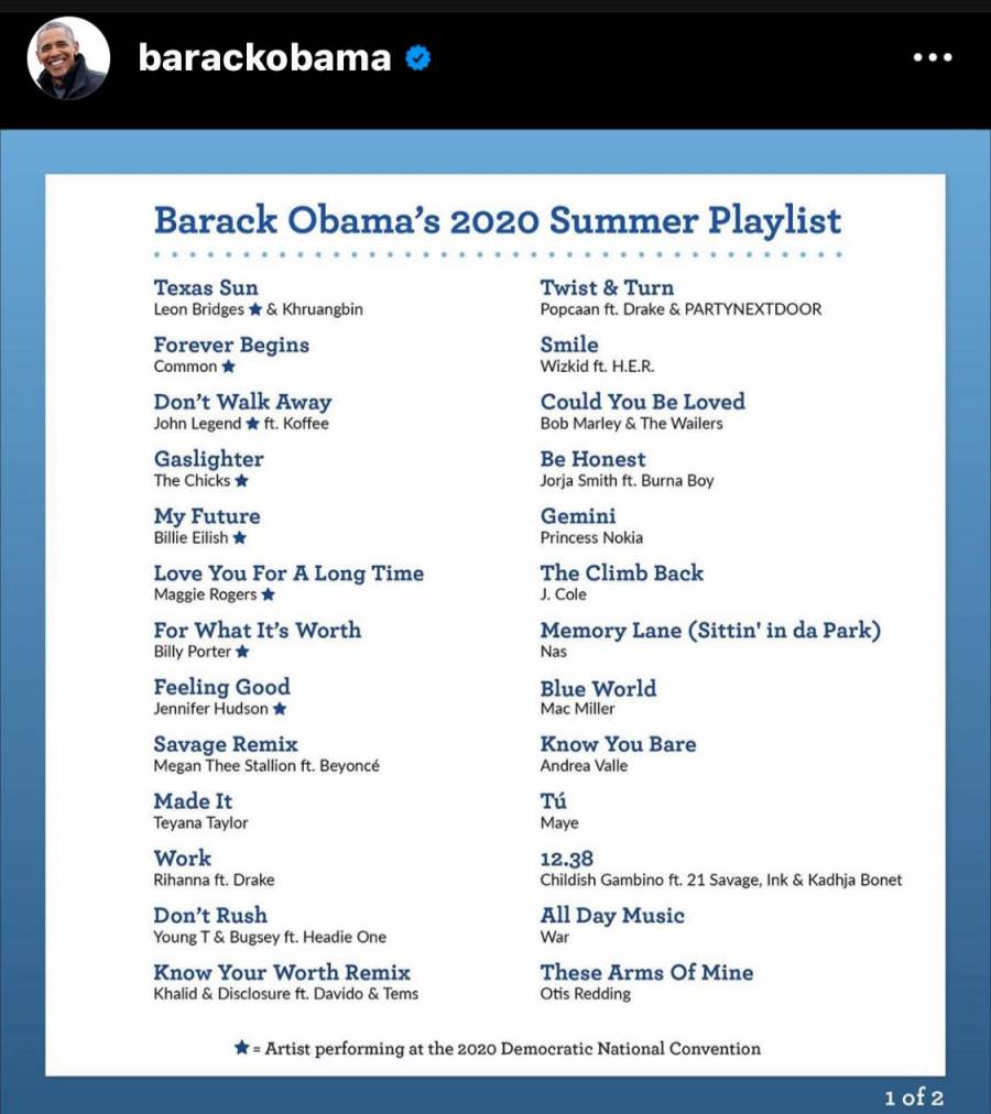 Obama escucha este verano a J Balvin, Billie Elish y Rihanna