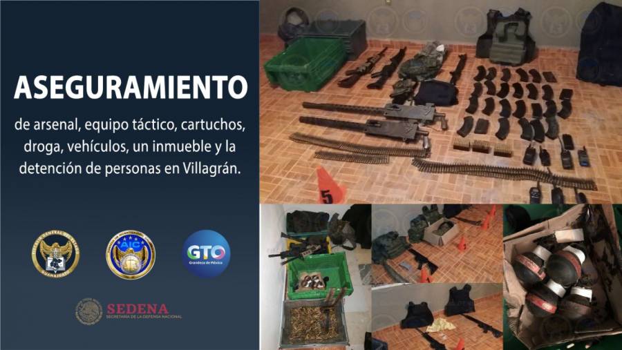 En un cateo a casa de seguridad del CSRDL decomisan arsenal en Guanajuato