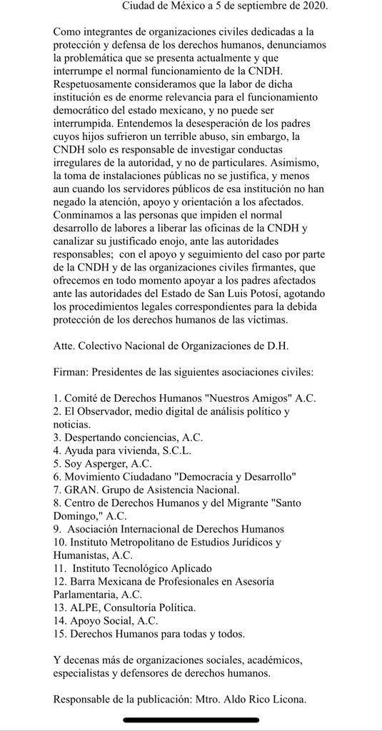 Respaldan organizaciones de derechos humanos a CNDH