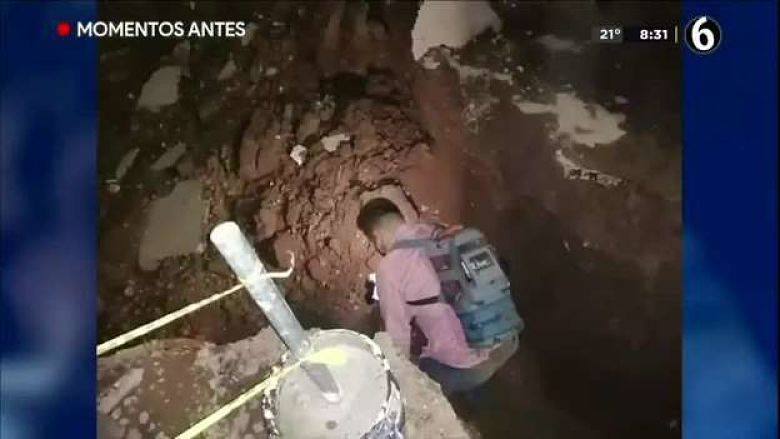 Camar&oacute;grafo de noticiero cae en socav&oacute;n durante enlace en vivo [Video]