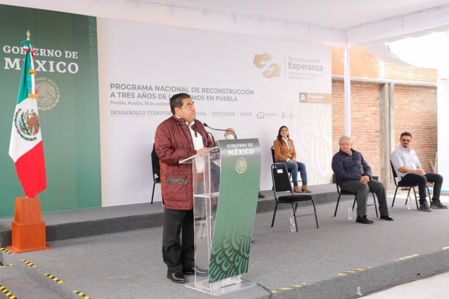 Miguel Barbosa reconoce el esfuerzo del gobierno federal para reparar daños ocasionados por sismos