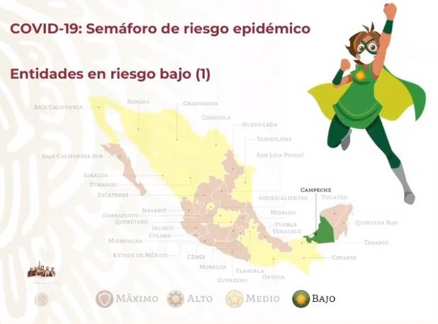 Campeche, primer estado en pasar al semáforo verde de COVID-19