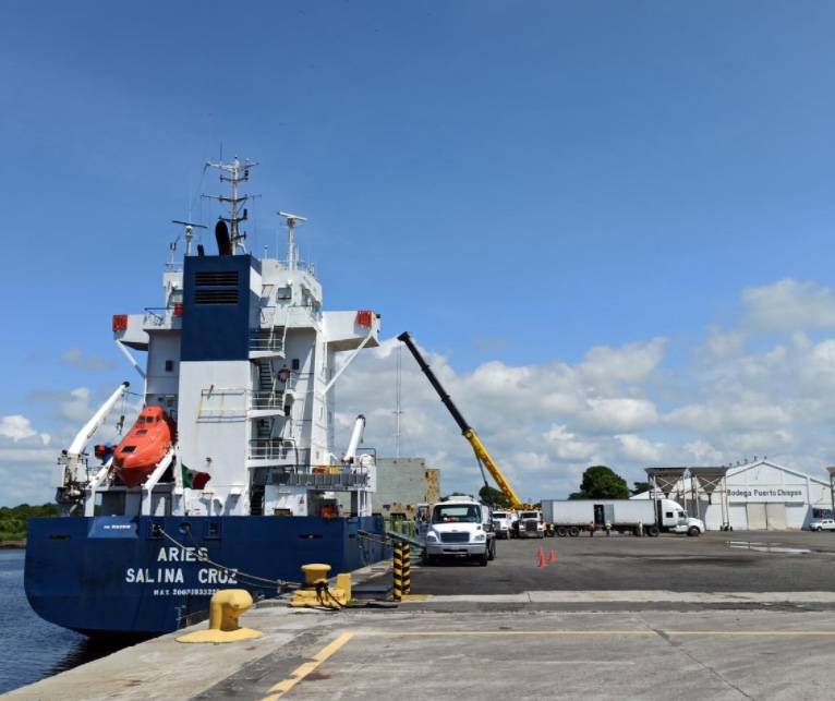 Inicia ruta piloto de transporte marítimo de Puerto Chiapas-Puerto Quetzal