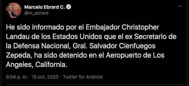 Detienen en Estados Unidos al ex secretario de la Defensa, Salvador Cienfuegos