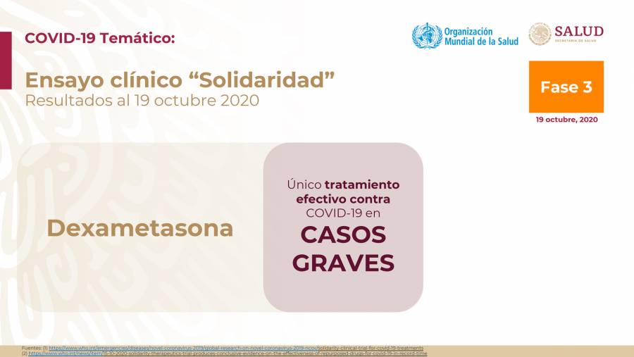 Dexametasona, único medicamento que puede reducir la probabilidad de muerte por Covid