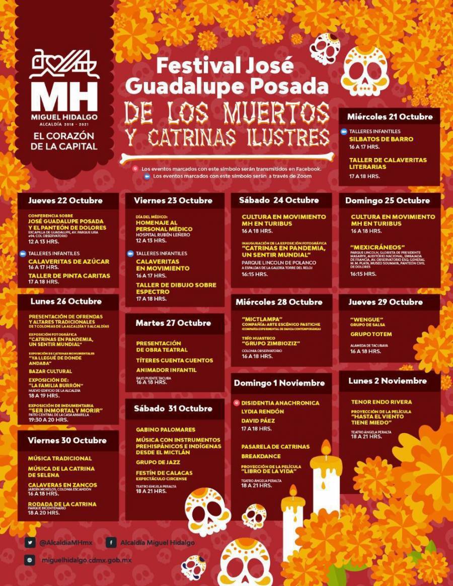 Conoce la cartelera virtual para “Día de muertos” de la Miguel Hidalgo